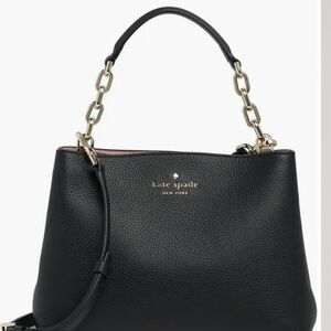 Kate Spade Black and Pink Leather Shoulder Crossbody Satchel Bag with Gold Chain